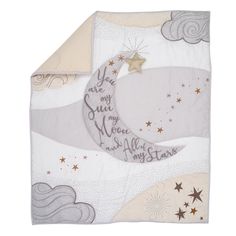 a baby blanket with the words you are my moon and stars written on it,