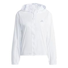 (WMNS) adidas Run It Windbreaker Jackets 'White' HR9912 Sporty Nylon Outerwear With Three Stripes, Sporty Nylon Outerwear With Stripes, White Hooded Activewear For Outdoor, White Hooded Outdoor Activewear, Adidas Sporty Windbreaker With Three Stripes, Sports Nylon Outerwear With Three Stripes Branding, Adidas Three Stripes Windbreaker For Sports, Adidas Windbreaker With Three Stripes For Sports, Adidas White Windbreaker For Sports