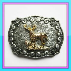 NEW 3-D DEAR ANIMAL HEAD HORN RODEO COWBOY WESTERN BELT BUCKLE Description  YOU ARE BUYING:    THIS BEUTIFULL NEW DEAR BELT BUCKLE IS 3 Inches (7.6 cm) X 4.1/4 Inches (10.8 cm) Aprox.Fits a belt  strap up to 1.1/2" (3.8 cm) in width Aprox.     A WONDERFUL GIFT, BIRTHDAY PRESENT, OR GIFT for YOURSELF OR ANYONE ELSE!   HIGH QUALITY METAL BELT BUCKLE    DON'T MISS THIS CHANCE TO OWN THIS BUCKLET , SUPPLIES ARE LIMITED. THIS IS A VERY NICE BELT BUCKLE    For more nice items please visit our store Celtic Shield, Cowboy Belt Buckles, Leather Belt Buckle, Nice Belts, Cowboy Rodeo, Gold Horse, Western Belt Buckles, Rodeo Cowboy, Metal Fashion