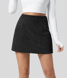 Black A-line Mini Skirt For Fall, High Waist Corduroy Mini Skirt For Spring, Casual Corduroy Lined Mini Skirt, Retro High-waisted Black Mini Skirt, Black Corduroy Skirt, High Waist Corduroy Mini Skirt, Flowy Mini Skirt, Bodycon Midi Skirt, Dance Skirt