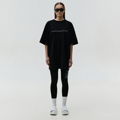 Oversized unisex t-shirt. The soft and breathable cotton material ensures all-day comfort, while the oversized fit that is flattering on all body types. Features a unique print in ALMZV edition. Material: 95% cotton, 5% elastane Model wears: L sizeModels height: 173 cm Black Oversized Sporty T-shirt, Black Athleisure T-shirt For Loungewear, Black Oversized Athleisure T-shirt, Summer Black Athleisure T-shirt, Trendy Black T-shirt For Loungewear, Black Graphic Print T-shirt For Loungewear, Black Boxy Fit T-shirt With Letter Print, Oversized Short Sleeve Athleisure T-shirt, Black Oversized T-shirt With Letter Print