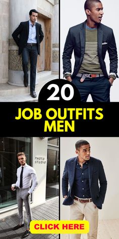 Elevate your professional style with our selection of job outfits for men! Whether you're entering the office, bank, or tech field, we have the perfect ensembles for your workplace. Stay cool and confident during the summer months with our trendy and comfortable attire. Make a lasting impression during interviews and when applying for new positions with our polished and sophisticated outfits Casual Men’s Office Wear, Men’s Wear For Interview, Men’s Work Suits, Man Interview Outfit, Men Interview Outfit Casual, Men’s Job Interview Outfit, Mens Professional Outfits Work Attire, Mens Business Casual Fall Work Outfits, Bank Outfits Work Men