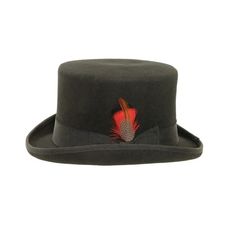 For the dapper gentleman, the Majestic | Men's Top Hat is a timeless classic that lends an air of sophistication and refinement. Crafted from sumptuous wool, this top hat exudes luxury, available in black and white carriage hat band and delicate ribbon and feather accents. Its exquisite craftsmanship will make you look and feel like a true gentleman. This sweatband is sewn in but don't sweat it. It comes with Free size adjustment pads to size it down. A $10 dollar value. Fitted Brimmed Top Hat For Fall, Classic Fedora Costume Hat For Winter, Classic Winter Costume Hats And Headpieces, Classic Wide Brim Winter Costume Hats And Headpieces, Classic Wide Brim Winter Costume Hat, Classic Fitted Fedora Costume Hat, Curved Brim Formal Costume Hats For Winter, Fitted Curved Brim Top Hat For Fall, Fitted Top Hat With Curved Brim For Fall