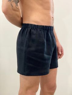 Product details:  Material: 100% Linen  Style:  AnSanLinen Sample Color: Black                             DETAILS:     For your convenience, measurements are given in both cm and inches.        Shorts  size on pictures Size M: in (cm)  Men's shorts, simply shorts, with elastic belt and embroidery /BULL/   Shorts length /side/ - 14" (35cm)., Step seam/inner length/- 4.4''(11cm).,  waistband - 30" (75cm)., Hips- 42'' (105cm)., 1/2 leg width of - 13.2" (33cm), Full 26.4"(66cm).  Embroidery 3.2''x2''(8x5cm)          Linen is ecologic and eco-friendli.       SIZE CHART    Size "S" in (cm)  Approx Height - 5'7''/170cm. -waist - 32" (80cm)., -hips - 37.6" (94cm)      Size "M" in (cm) Approx Height - 5'7''/170cm. -waist -  34." (85cm)., -hips -   39.2" (98cm)      Size "L" in (cm) Approx Height - Sleeping Shorts, Mens Linen Outfits, Mens Linen Shorts, Rockstar Style, Tiny Shorts, Banded Collar Shirts, Wedding Party Shirts, Linen Shirt Men, Mens Linen