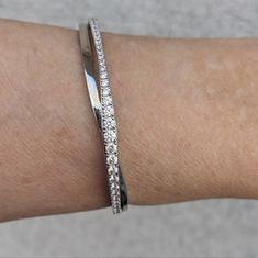 Stirling Silver And Diamond Twist Bangle Bracelet With Hinge Latch. 57mm X 50mm Twisted Bangle, Stirling, Bangle Bracelet, Womens Jewelry Bracelets, Limited Time, Bangle Bracelets, Silver Bracelet, Bangles, Twist