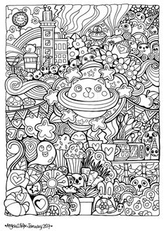 an adult coloring book with lots of doodles and other things to color on it