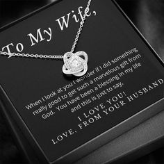 The Love Knot Necklace represents an unbreakable bond between two souls. This symbol of eternal love is a forever favorite and trending everywhere. Surprise your wife with this gorgeous Love Knot Necklace today! The beautiful Love Knot Necklace is crafted with brilliant 14k white gold over stainless steel, and swings from an adjustable cable chain, fastened securely with a lobster clasp. The center cubic zirconia crystal measures 6mm in diameter, and is surrounded with smaller cubic zirconia, sh Wife Necklace, Two Souls, Love Knot Necklace, Mothers Necklace, Love Knot, Birthday Jewelry Gift, Knot Necklace, Eternal Love, Gorgeous Gift