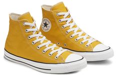 Converse Chuck Taylor All Star Seasonal Colour High Top 164932C Yellow Converse Outfit, Yellow Chuck Taylors, Yellow Converse, Random Clothes, Run Star Hike, Outfits With Converse, Black Gums, Chuck 70, University Blue