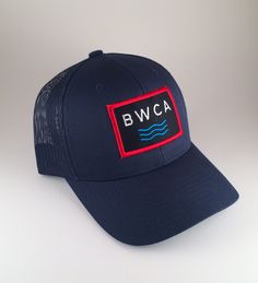 Boundary Waters Canoe Area Wilderness (BWCA) Water Waves Trucker Hat - Navy Breathable Trucker Hat With Adjustable Fit And Curved Brim, Adjustable Breathable Trucker Hat With Curved Brim, Adjustable Mesh Baseball Cap With Curved Brim, Adjustable Curved Visor Hat For Travel, Adjustable Travel Hat With Curved Visor, Navy Snapback Hat With Curved Visor, Navy Adjustable Snapback Hat With Curved Visor, Adjustable Baseball Cap With Mesh Back And Curved Brim, Adjustable Breathable Mesh Trucker Hat With Curved Visor