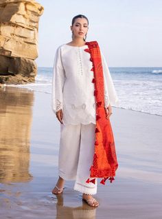 Chunari - 3A – Zainab Chottani International Bohemian Chanderi Dupatta With Embroidered Border, White Chanderi Dress With Embroidered Border, Ceremonial White Dupatta With Embroidered Border, Bandni Dupatta, Bohemian Semi-stitched Dupatta With Embroidered Border, Jamdani Border Design, Zainab Chottani, Screen Printed Fabric, Net Dupatta