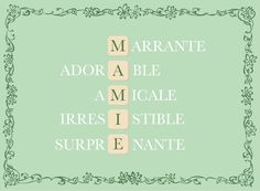 the words are in different languages on a green and white background with an ornate frame