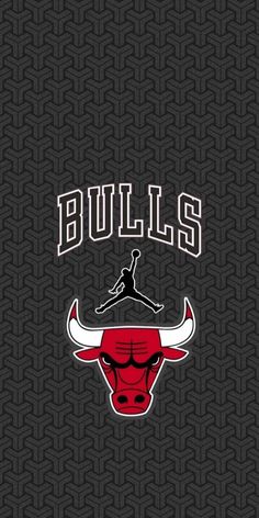 the chicago bulls logo is shown on a black background with red and white letters that read bulls