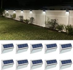 ROSHWEY Deck Lights Outdoor 30 LED Stainless Steel Fence Post Solar Lamps Waterproof Step Lighting for Walkway Stairs (Pack of 10, Cool White Light) Steel Fence Posts, Solar Lamps, Solar Step Lights, Solar Post Lights, Solar Spot Lights, Solar Fence Lights, Fence Garden, Solar Deck Lights, Outdoor Steps