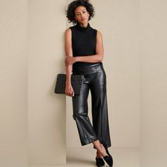 Nwt Soft Surroundings Rivka Faux Leather Pull On Pants Wide Leg Cropped Black Pintuck Pockets Sizes 1x And L Available. New With Tags. Leather Black Pants, Pants Wide Leg, Soft Surroundings, Leather Pulls, Pin Tucks, Pull On Pants, Black Pants, Pant Jumpsuit, Leather Pants