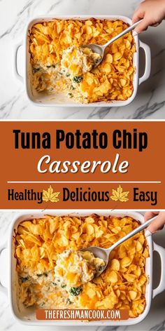 Creamy tuna meets crispy chips in this classic comfort casserole. Perfect for busy weeknights! Grab the easy recipe at thefreshmancook.com. Tuna Fish Casserole With Potato Chips, Tuna Casserole With Mayo, Tuna Chip Casserole, Tuna Potato Casserole, Tuna Casserole Recipes With Potato Chips, Tuna Noodle Casserole With Potato Chips, Tuna Potato Chip Casserole, Tuna Casserole With Potato Chips, Potato Chip Casserole