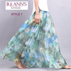 This double layer chiffon skirt featuring a built in slip is simple chic. The floral pattern and sheer outer skirt brings a casual elegance to this style. This lovely skirts pairs perfectly with wedges or sandals so be sure to visit our Shoes Collection to complete your look. Made with polyester blend and comes in 6 fabulous floral patterns from which to choose. Floral Chiffon Skirt, Bohemian Maxi Skirt, Fairy Skirt, Full Maxi Skirt, Bohemian Maxi, Maxi Skirt Boho, Chiffon Floral, Long Skirts For Women, Langer Rock