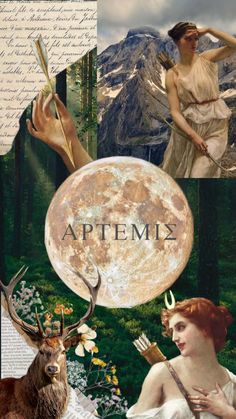 an artistic collage with the words aptemix and images of women, animals, and nature