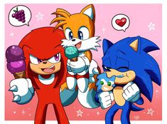 sonic and tails are eating ice cream together