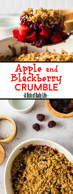 Apple and Blackberry Crumble is the perfect way to combine tart blackberries and crisp apples in a sweet crumble that everyone loves. This recipe is a perfect dessert any time of year! #numstheword #appleandblackberrycrumble #crumbleappleandblackberry #appleblackberrycrumble #blackberryandapplecrumble #blackberryapplecrumble #appleandblackberrycrumblerecipe #appleblackberrycrumblerecipe #blackberryandapplecrumblerecipewithoats #recipeforapple&blackberrycrumble Apple And Oats, Oat Bake, Apple And Berry Crumble, Oat Crumble Topping, Blackberry Crumble, Apple Crumble Recipe, Rhubarb Crumble, Berry Crumble, Fruit Tarts