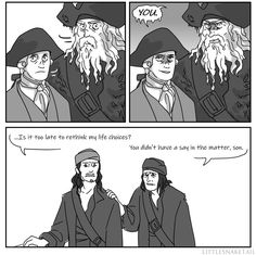 a comic strip with two pirates talking to each other