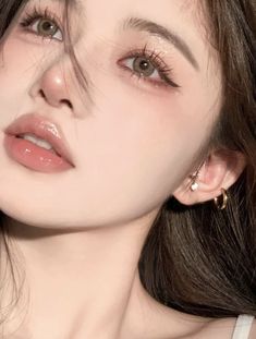 Brown Hair, Piercings, Makeup, Hair, Gold, White, Beauty, Make Up