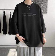 Material : Polyester Design: Oversize Sleeve Length: Elbow Neckline: O-neck Style : Cool Size (cm) Shoulder Bust Length Sleeve M 56 106 67 52 L 58 110 69 53 XL 60 114 71 54 2XL 62 118 73 55 3XL 64 122 73 56 4XL 66 126 75 57 5XL 68 130 75 58 Size (inch) Shoulder Bust Length Sleeve M 22.04 41.73 26.37 20.47 L 22.83 43.30 27.16 20.86 XL 23.62 44.88 27.95 21.25 2XL 24.40 46.45 28.74 21.65 3XL 25.19 48.03 28.74 22.04 4XL 25.98 49.60 29.52 22.44 5XL 26.77 51.18 29.52 22.83 Korean Men Clothing, Japan Streetwear, Casual Tshirt, Outfit Vintage, Vintage T Shirts, Oversize Fashion, Summer Vintage, Sleeves Clothing, Men Summer