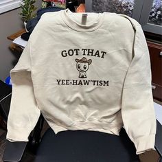 Celebrate Compassion with the "Got That Yee Haw 'Tism Sweatshirt" - A Playful Blend of Humor and Autism Awareness! Whether you're raising awareness for autism or simply spreading joy with a touch of humor, our "Got That Yee Haw 'Tism Sweatshirt" is the perfect choice. Elevate your wardrobe with style and compassion - order yours today and let your spirit shine! 📣 Product Details (Sweatshirt - Gildan) - Solid colors are 50% cotton and 50% polyester. - Heather colors are 40% cotton and 60% polyes Aesthetic Humor, Cactus Sweatshirt, Silly Clothes, Silly Shirt, Cowboy Shirt, Shirt Aesthetic, Yee Haw, Cowboys Shirt, Weird Shirts