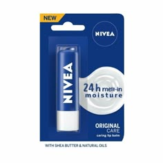 NIVEA Lip Balm, Original Care, 4.8 gm Free Shipping Brand Nivea Colour Silver Flavour Shea butter Product Benefits Moisturizing Item Form Stick Item Weight 4.8 Grams Skin Type Normal Finish Type Shimmery About this item Provides moisturization with a transparent shine Contains shea butter for supple, healthy lips Natural oils give you soft lips for 24 hours Melt in moisture formula ensures smooth application Open the cap to twist up the stick and apply to get moisturized smooth lips Product desc Nivea Lip Balm, Healthy Lips, Best Lip Balm, Lip Smackers, Peeling Skin, Smooth Lips, Chapped Lips, Lip Balms, Soft Lips