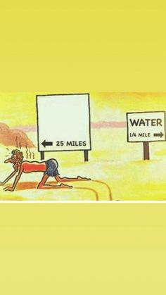 a drawing of a person laying on the ground in front of a sign that says water