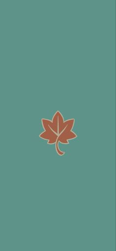 an orange maple leaf on a green background