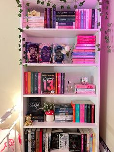 a book shelf filled with lots of books