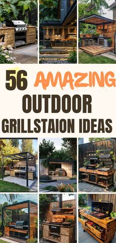 an outdoor grill station made out of pallets and wood with text overlay that says amazing