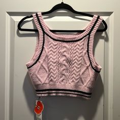 Nwt Xl Questions? Leave A Comment Below! Cider Tops, Knit Crop Top, Cropped Top, Pink And Black, Black Knit, Cider, Pink Black, Crochet Patterns, Black Pink