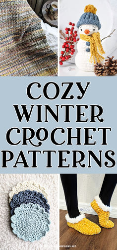 Embrace the chilly weather with these delightful winter crochet patterns!  You'll find free crochet coaster patterns, crochet slipper patterns, crochet snowman patterns, chunky crochet blanket patterns, crochet ornament patterns, and more. Crochet Winter Clothes Free Pattern, Crochet Patterns Winter, Free Winter Crochet Patterns, Winter Crochet Ideas, Winter Crochet Patterns, Free Crochet Coaster Patterns, Crochet Candle Holder, Snowman Patterns, Crochet Candle