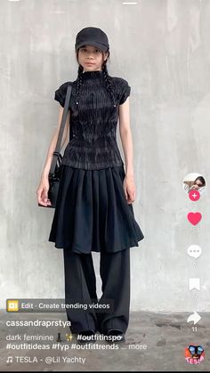 일본 패션, Inspiration Mode, Looks Style, Black Outfit, Look Cool, Modest Fashion, Runway Fashion, Pretty Outfits