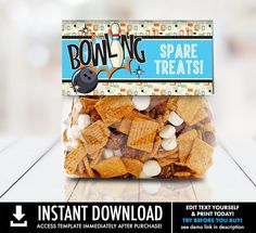 an image of a bag of snacks on the table with text above it that reads, bonking spare treats