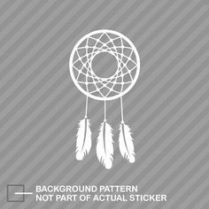 an image of a white dream catcher on a gray background with the words background pattern not part of actual sticker