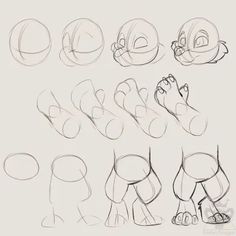 an animation character's head and various poses