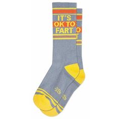 It's Ok to Fart Mens Funny Crew^XL Socks by Gumball Poodle | Sockologie Funny Socks For Men, Yellow Words, Fart Humor, Socks Gym, Sock Lovers, Yellow Heels, Comfy Socks, Sock Drawer, Avakin Life