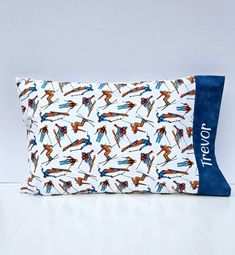 a pillow that has skis on it