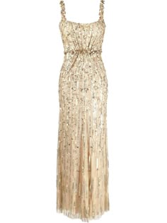 Gown Gold, Designer Evening Gowns, Designer Evening Dresses, Embellished Gown, Jenny Packham, Sweetheart Neck, Gold Dress, Low Back, Lana Del Rey