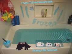 a bath tub filled with frosting and gloves