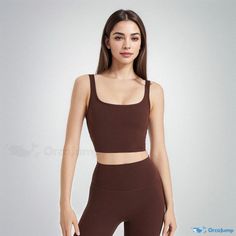 Orcajump - Exterior Sportswear with Shoulder Straps, Bust Enhancing, Abdominal Compression, Stylish Yoga and Fitness Clothing with Undergarments Brown Fitted Sleeveless Activewear, Brown Sleeveless Athleisure Activewear, Fitted Brown Workout Tops, Brown Sleeveless Activewear For Workout, Brown Sleeveless Sports Top, Stretch Brown Sports Tops, Fitted Brown Top For Yoga, Brown Athleisure Tops For Workout, Brown Sleeveless Activewear For Sports