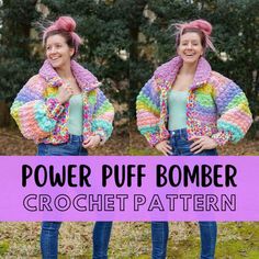 Simple SUPER Chunky Crochet Bomber Jacket Pattern, Size Inclusive, Beginner Friendly Jumbo XL Bulky Cardigan With Pockets, Power Puff Bomber - Etsy Jumbo Crochet Sweater, Crochet Super Chunky Yarn, Jumbo Yarn Crochet Pattern, Jumbo Yarn Projects, Fluffy Yarn Crochet Projects, Super Chunky Crochet, The Power Puff, Cardigans Crochet, Chunky Yarn Crochet