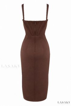 Lasaky - Cereda Chocolate Satin Mini Dress: A Sophisticated and Elegant Choice Chocolate Satin, One Shoulder Cocktail Dress, Duchess Satin, Satin Mini Dress, Bandage Dress, Elegant Dresses, Cocktail Dress, Satin, Mini Dress