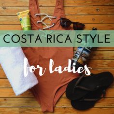 a woman's swimsuit with the words costa rica style for ladies