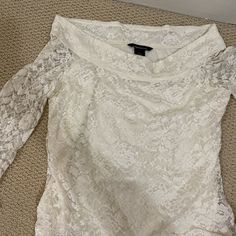 Victoria’s Secret Moda International Vintage Nwot Winter White Crew Neck Lace Shirt. Lined But Lace Only On Sleeves. Stunning White Lace Shirt, White Crew Neck, Candice Swanepoel, Neck Lace, Lace Shirt, Winter White, White Lace, Victoria’s Secret, Colorful Shirts