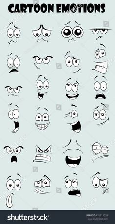 cartoon faces with different expressions and eyes