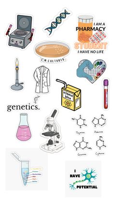 an image of science stickers on a white background