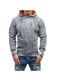 Men Hoodies, Men's Hooded Personalized Side Zip Jacket Hooded Zipper Hoodie For Cold Weather, Winter Hoodie With Zipper Closure, Hooded Hoodie With Zipper Closure For Outdoor Activities, Hooded Zipper Hoodie For Outdoor Activities, Fall Outdoor Activities Hooded Jacket, Gray Hooded Fleece Jacket With Pockets, Gray Hooded Jacket With Kangaroo Pocket For Winter, Gray Outerwear With Kangaroo Pocket For Fall, Gray Winter Hooded Jacket With Kangaroo Pocket